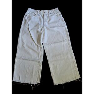 Universal Thread White Relaxed Wide Leg Jeans Raw Hem Size 8/29S High Rise